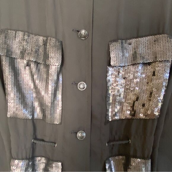 3.1 Phillip Lim Black 100% Silk Sequin Accent Sleeveless Blouse Sz 4 - Picture 8 of 16